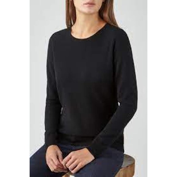 Pure Collection Sweaters - Pure collection 10 black cashmere high scoop neck crew neck long sleeve sweater